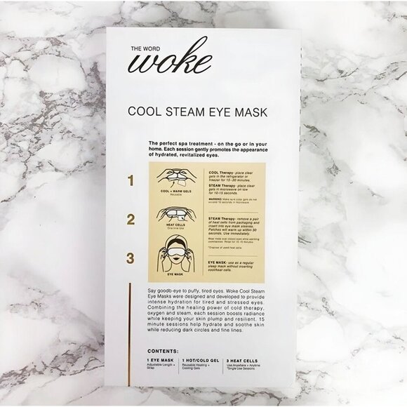 Woke ✦ Cool Steam Eye Mask Kit ✦ Blush Pink Reusable Gel Packs & Heat Cells NWT - Picture 6 of 9